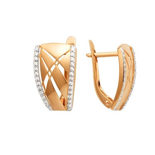 Серьги с английским замком 7 Карат, красное золото 585 проба, вставка фианит (7 Карат, Беларусь) — от 1638.00 руб. в сети магазинов DIAMANTE забронировать в магазине Серьги с английским замком 7 Карат, красное золото 585 проба, вставка фианит