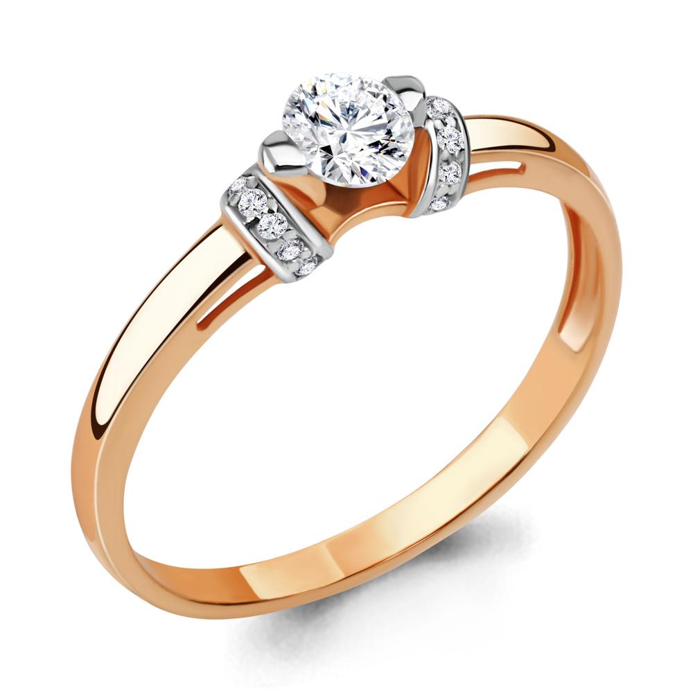 Кольцо помолвочное Aquamarine, красное золото 585 проба, вставка фианит (Aquamarine, Россия) — от 943.52 руб. в сети магазинов DIAMANTE забронировать в магазине Кольцо помолвочное Aquamarine, красное золото 585 проба, вставка фианит (Aquamarine, Россия)