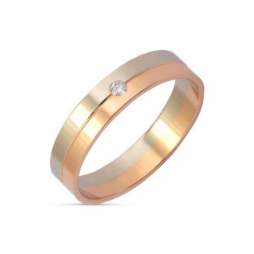 Кольцо обручальное Кристалл, комбинированное золото 585 проба, вставка бриллиант (Кристалл, Беларусь) — от 1625.09 руб. в сети магазинов DIAMANTE забронировать в магазине Кольцо обручальное Кристалл, комбинированное золото 585 проба, вставка бриллиант