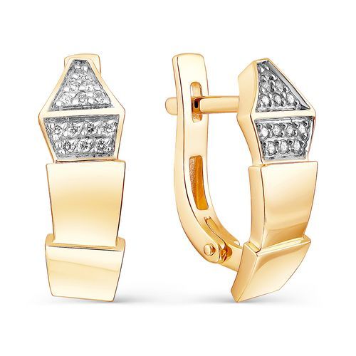 Серьги с английским замком Prestige, красное золото 585 проба, вставка бриллиант (Prestige, Россия) — от 3834.62 руб. в сети магазинов DIAMANTE забронировать в магазине Серьги с английским замком Prestige, красное золото 585 проба, вставка бриллиант (Prestige, Россия)
