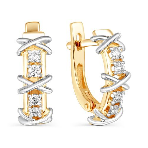 Серьги с английским замком Prestige, красное золото 585 проба, вставка бриллиант (Prestige, Россия) — от 6109.04 руб. в сети магазинов DIAMANTE забронировать в магазине Серьги с английским замком Prestige, красное золото 585 проба, вставка бриллиант (Prestige, Россия)