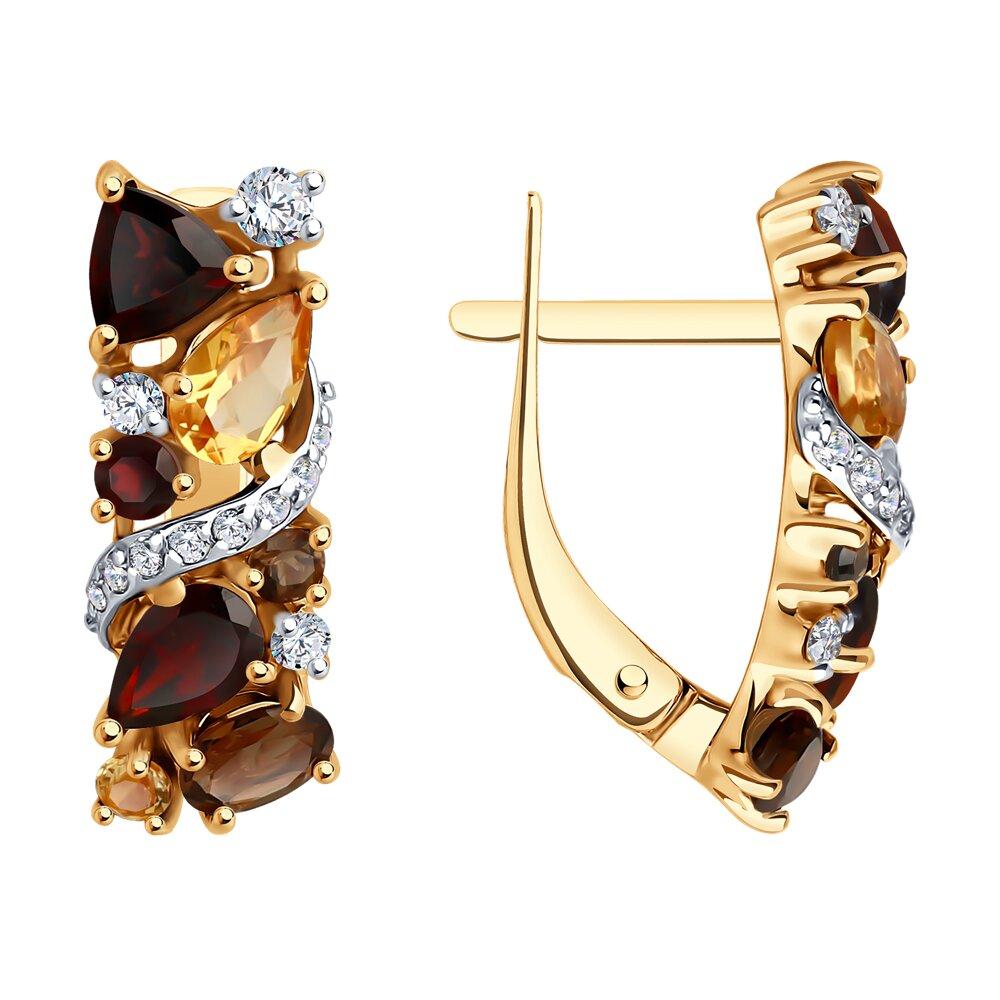 Серьги с английским замком Diamant, красное золото 585 проба, вставка фианит/раухтопаз/гранат/цитрин (Diamant, Россия) — от 1769.70 руб. в сети магазинов DIAMANTE забронировать в магазине Серьги с английским замком Diamant, красное золото 585 проба, вставка фианит/раухтопаз/гранат/цитрин (Diamant, Россия)