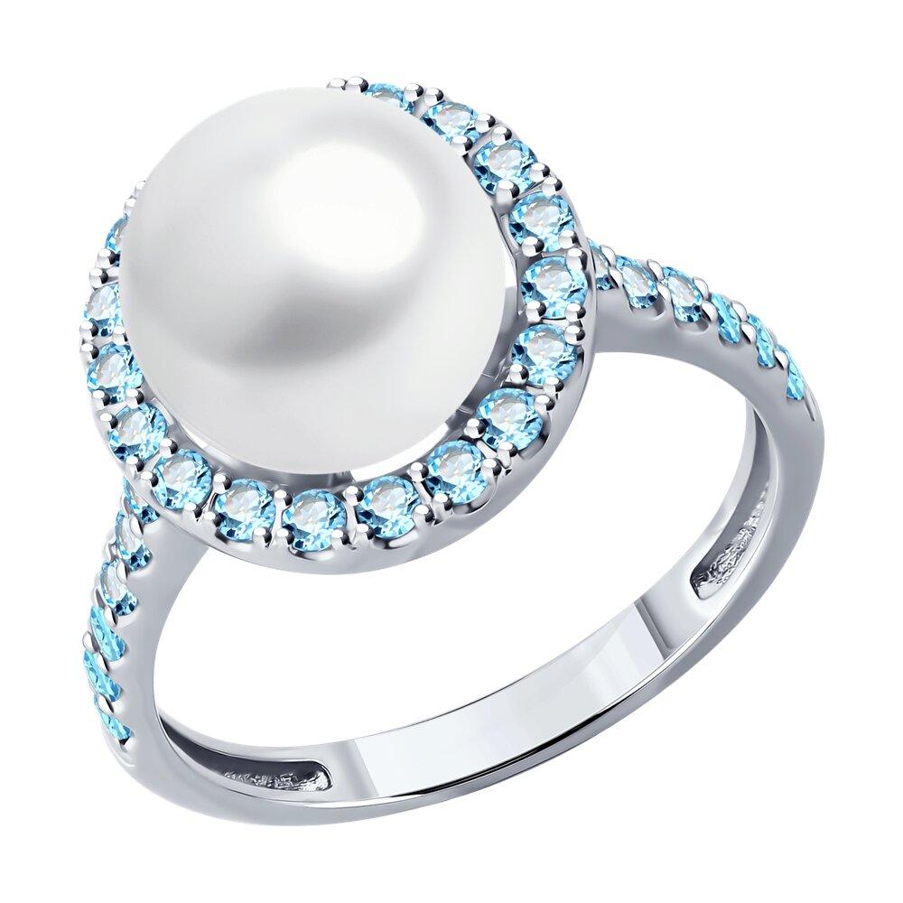 Кольцо декоративное, белое золото 585 проба, вставка жемчуг/топаз (Россия) — от 2049.30 руб. в сети магазинов DIAMANTE забронировать в магазине Кольцо декоративное, белое золото 585 проба, вставка жемчуг/топаз (Россия)