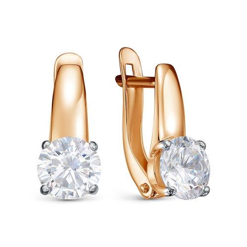 Серьги с английским замком BUBLIK JEWELRY, красное золото 585 проба, вставка фианит (BUBLIK JEWELRY, Россия) — от 1463.00 руб. в сети магазинов DIAMANTE забронировать в магазине Серьги с английским замком BUBLIK JEWELRY, красное золото 585 проба, вставка фианит