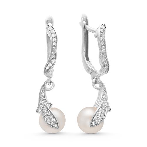 Серьги длинные Zlato, серебро 925 проба, вставка фианит/жемчуг (Zlato, Россия) — от 243.23 руб. в сети магазинов DIAMANTE забронировать в магазине Серьги длинные Zlato, серебро 925 проба, вставка фианит/жемчуг