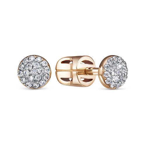 Серьги пусеты Berger, красное золото 585 проба, вставка фианит (Berger, Россия) — от 1190.70 руб. в сети магазинов DIAMANTE забронировать в магазине Серьги пусеты Berger, красное золото 585 проба, вставка фианит (Berger, Россия)