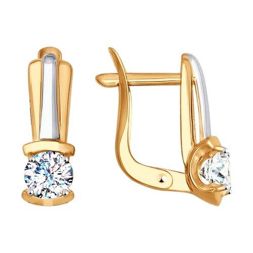 Серьги с английским замком SOKOLOV, красное золото 585 проба, вставка фианит (SOKOLOV, Россия) — от 1571.28 руб. в сети магазинов DIAMANTE забронировать в магазине Серьги с английским замком SOKOLOV, красное золото 585 проба, вставка фианит