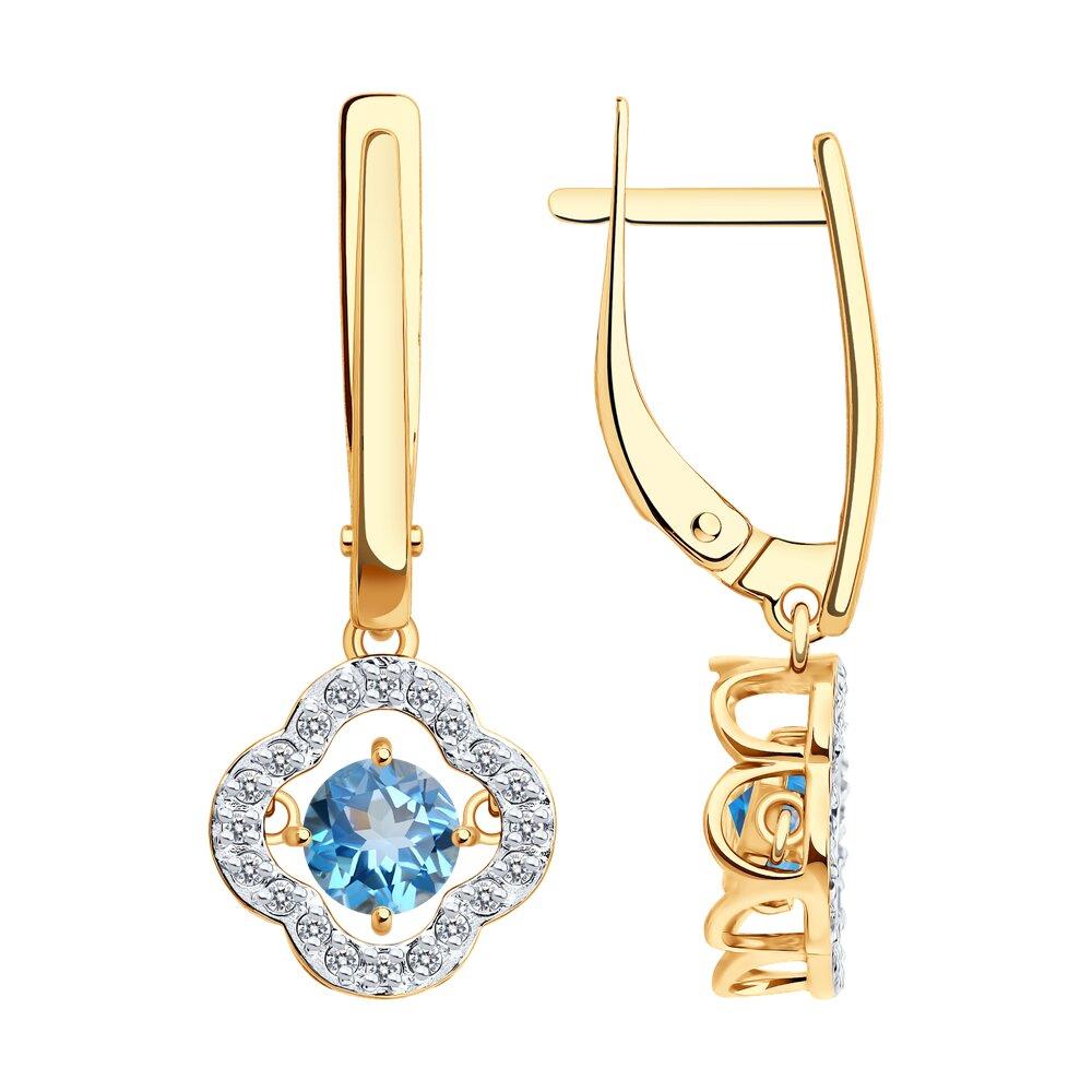 Серьги длинные, красное золото 585 проба, вставка фианит/топаз (Россия) — от 1975.54 руб. в сети магазинов DIAMANTE забронировать в магазине Серьги длинные, красное золото 585 проба, вставка фианит/топаз (Россия)