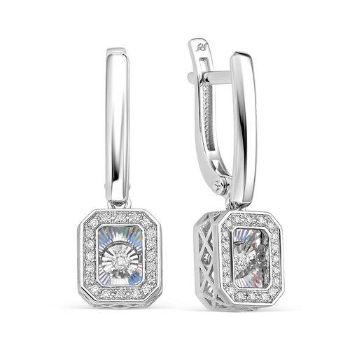 Серьги длинные, белое золото 585 проба, вставка бриллиант (Россия) — от 6282.14 руб. в сети магазинов DIAMANTE забронировать в магазине Серьги длинные, белое золото 585 проба, вставка бриллиант