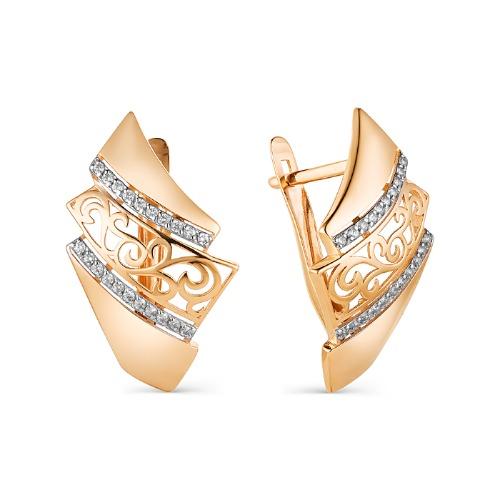 Серьги с английским замком 7 Карат, красное золото 585 проба, вставка фианит (7 Карат, Беларусь) — от 1924.65 руб. в сети магазинов DIAMANTE забронировать в магазине Серьги с английским замком 7 Карат, красное золото 585 проба, вставка фианит