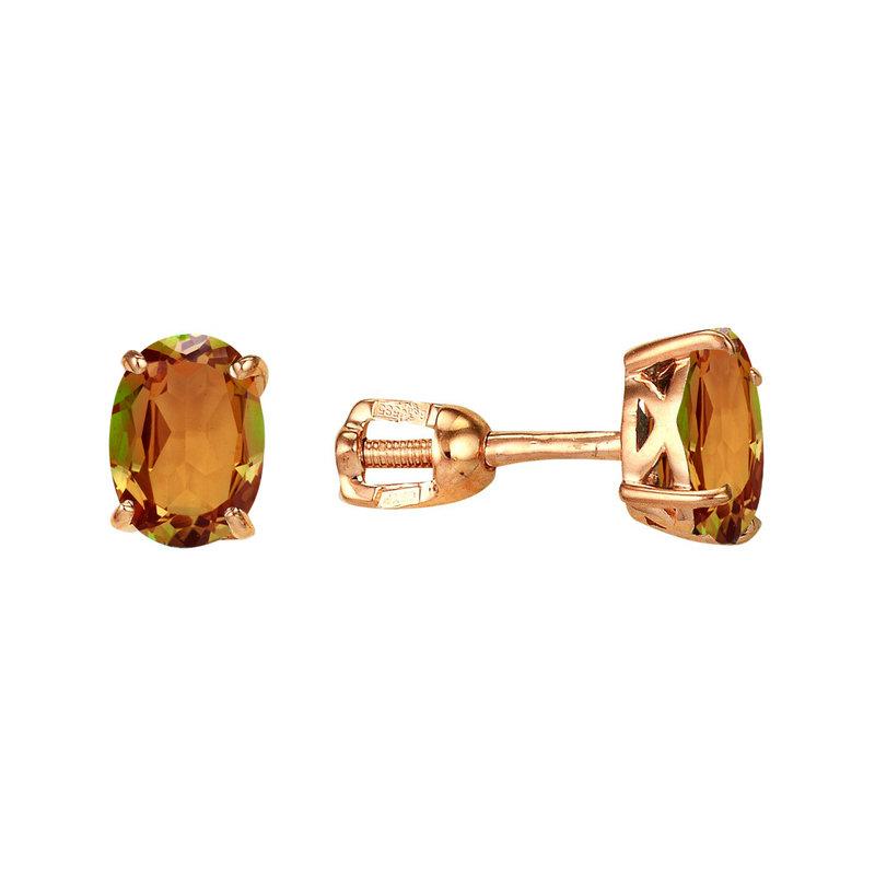 Серьги пусеты GRANAT JEWELRY, красное золото 585 проба, вставка султанит (GRANAT JEWELRY, Россия) — от 1134.94 руб. в сети магазинов DIAMANTE забронировать в магазине Серьги пусеты GRANAT JEWELRY, красное золото 585 проба, вставка султанит