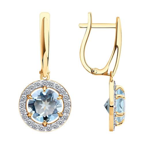 Серьги длинные Diamant, красное золото 585 проба, вставка фианит/топаз (Diamant, Россия) — от 2806.65 руб. в сети магазинов DIAMANTE забронировать в магазине Серьги длинные Diamant, красное золото 585 проба, вставка фианит/топаз