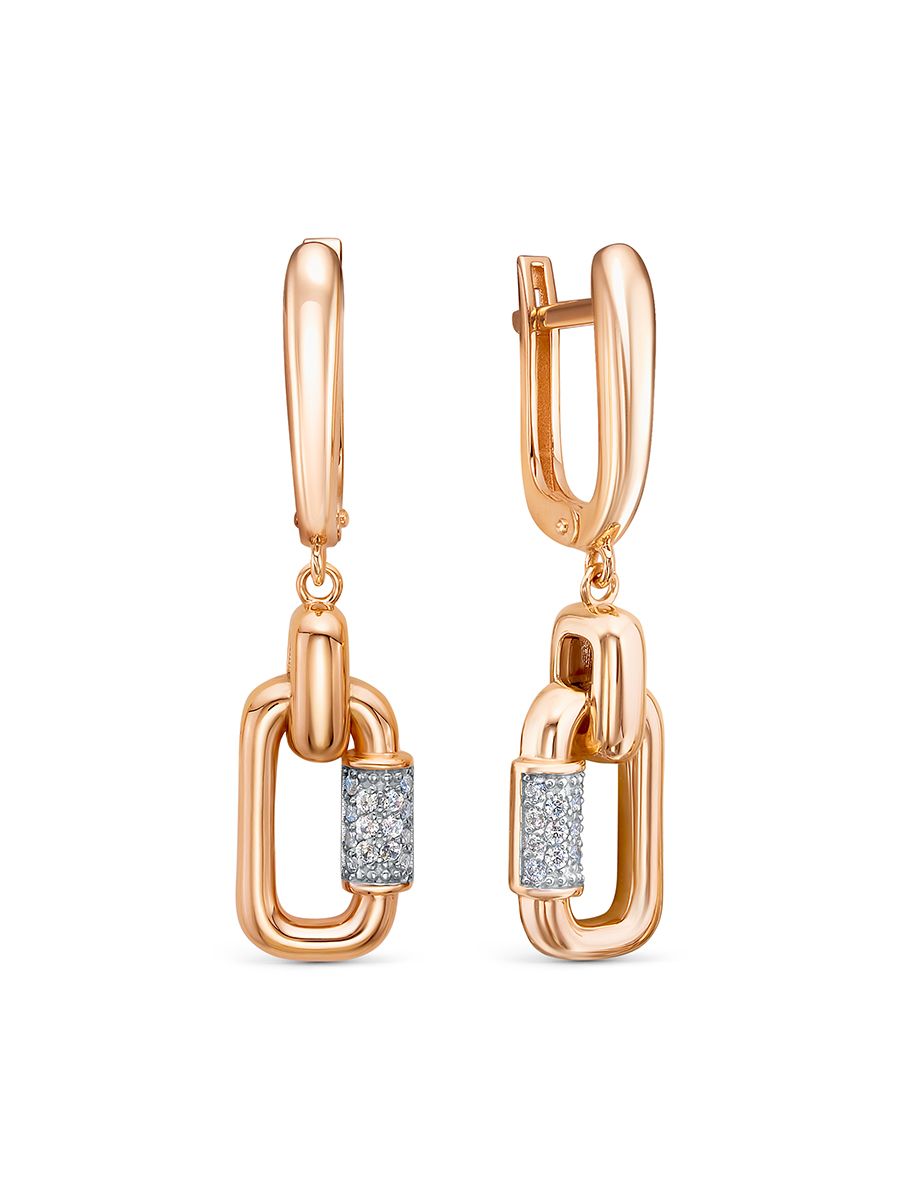 Серьги длинные Berger, красное золото 585 проба, вставка фианит (Berger, Россия) — от 3021.78 руб. в сети магазинов DIAMANTE забронировать в магазине Серьги длинные Berger, красное золото 585 проба, вставка фианит (Berger, Россия)