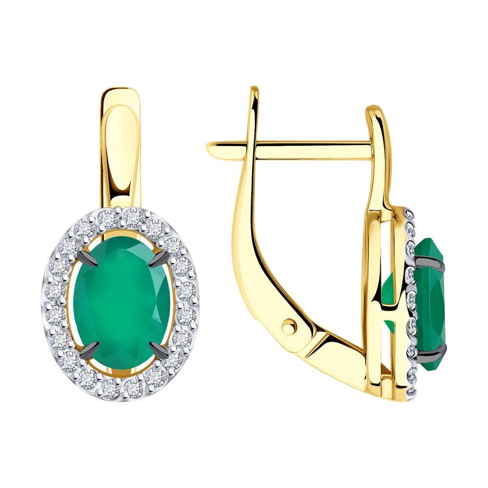 Серьги с английским замком, желтое золото 585 проба, вставка фианит/агат (Россия) — от 1716.66 руб. в сети магазинов DIAMANTE забронировать в магазине Серьги с английским замком, желтое золото 585 проба, вставка фианит/агат