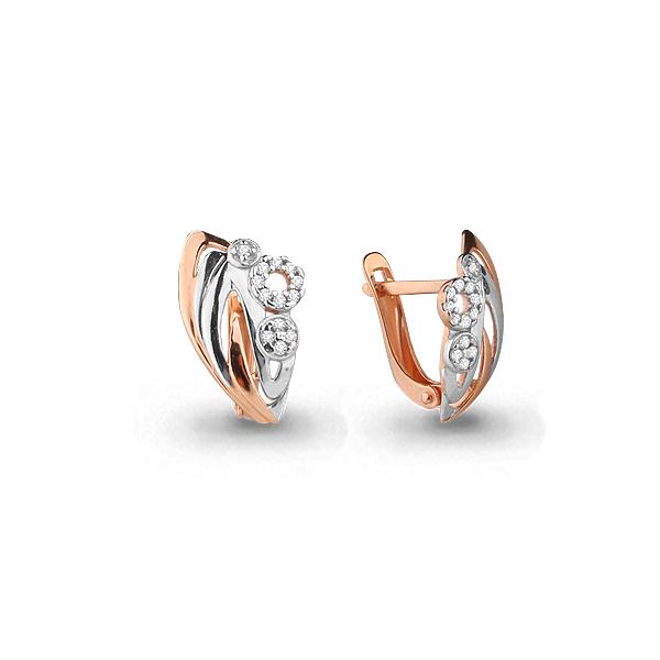 Серьги с английским замком Aquamarine, красное золото 585 проба, вставка фианит (Aquamarine, Россия) — от 1500.00 руб. в сети магазинов DIAMANTE забронировать в магазине Серьги с английским замком Aquamarine, красное золото 585 проба, вставка фианит (Aquamarine, Россия)