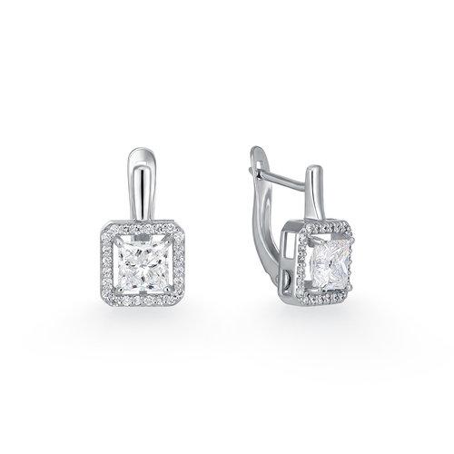 Серьги с английским замком BUBLIK JEWELRY, белое золото 585 проба, вставка бриллиант (BUBLIK JEWELRY, Россия) — от 9795.02 руб. в сети магазинов DIAMANTE забронировать в магазине Серьги с английским замком BUBLIK JEWELRY, белое золото 585 проба, вставка бриллиант