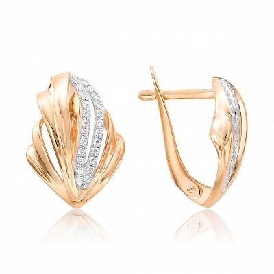 Серьги с английским замком TALANT, красное золото 585 проба, вставка фианит (TALANT, Россия) — от 1764.00 руб. в сети магазинов DIAMANTE забронировать в магазине Серьги с английским замком TALANT, красное золото 585 проба, вставка фианит (TALANT, Россия)