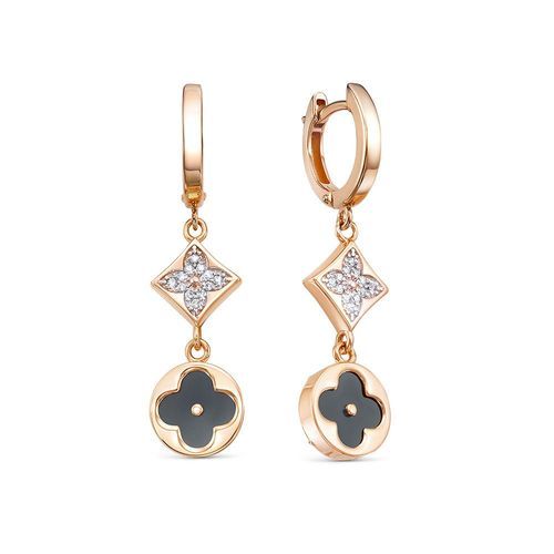 Серьги длинные Berger, красное золото 585 проба, вставка оникс (Berger, Россия) — от 3062.67 руб. в сети магазинов DIAMANTE забронировать в магазине Серьги длинные Berger, красное золото 585 проба, вставка оникс (Berger, Россия)