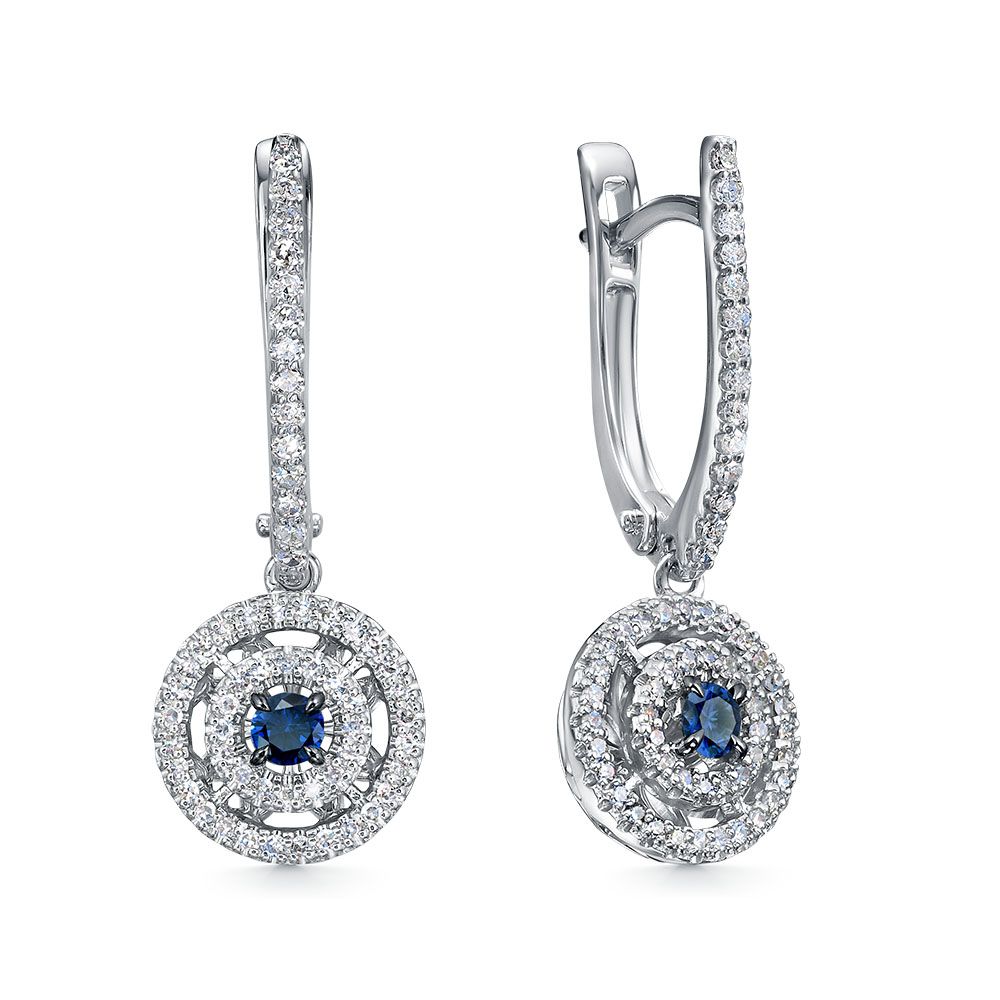 Серьги длинные RoseGrace, белое золото 585 проба, вставка бриллиант/сапфир (RoseGrace, Россия) — от 3473.57 руб. в сети магазинов DIAMANTE забронировать в магазине Серьги длинные RoseGrace, белое золото 585 проба, вставка бриллиант/сапфир (RoseGrace, Россия)