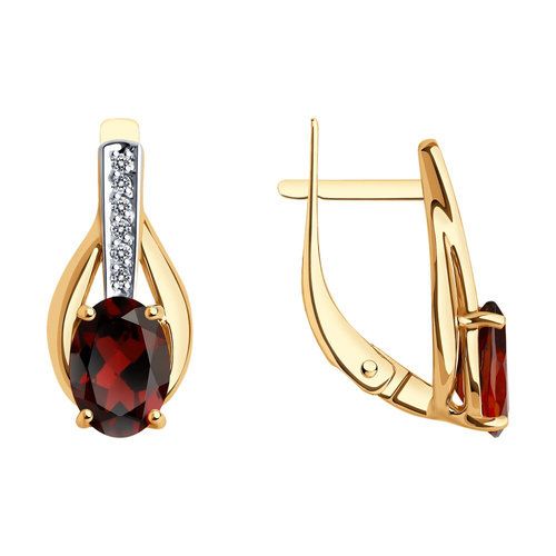 Серьги с английским замком Diamant, красное золото 585 проба, вставка фианит/гранат (Diamant, Россия) — от 1700.85 руб. в сети магазинов DIAMANTE забронировать в магазине Серьги с английским замком Diamant, красное золото 585 проба, вставка фианит/гранат (Diamant, Россия)