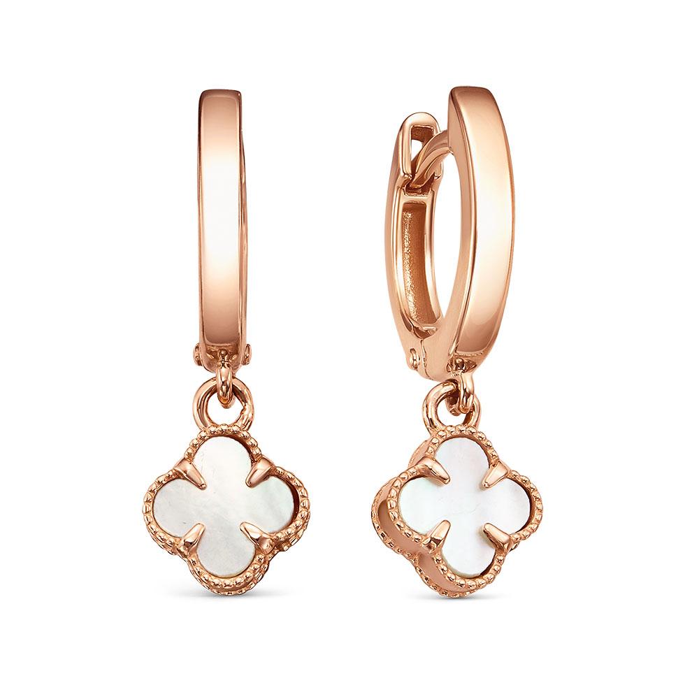 Серьги длинные Berger, красное золото 585 проба, вставка перламутр (Berger, Россия) — от 1930.42 руб. в сети магазинов DIAMANTE забронировать в магазине Серьги длинные Berger, красное золото 585 проба, вставка перламутр