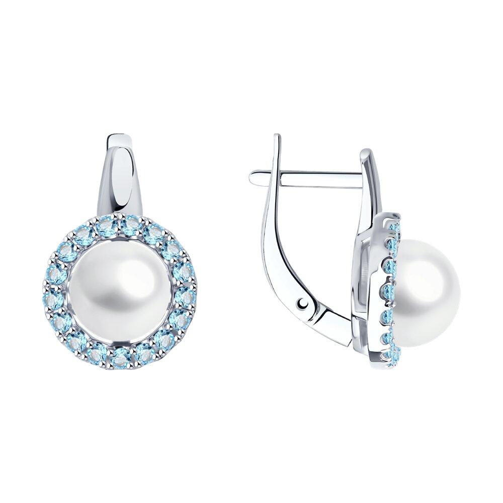 Серьги с английским замком Diamant, белое золото 585 проба, вставка жемчуг/топаз (Diamant, Россия) — от 2649.24 руб. в сети магазинов DIAMANTE забронировать в магазине Серьги с английским замком Diamant, белое золото 585 проба, вставка жемчуг/топаз