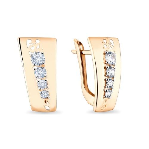 Серьги с английским замком 7 Карат, красное золото 585 проба, вставка фианит (7 Карат, Беларусь) — от 1542.45 руб. в сети магазинов DIAMANTE забронировать в магазине Серьги с английским замком 7 Карат, красное золото 585 проба, вставка фианит