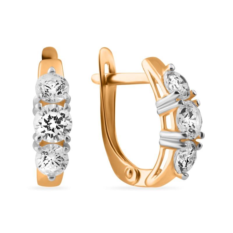 Серьги с английским замком SANIS, красное золото 585 проба, вставка фианит (SANIS, Россия) — от 1832.14 руб. в сети магазинов DIAMANTE забронировать в магазине Серьги с английским замком SANIS, красное золото 585 проба, вставка фианит