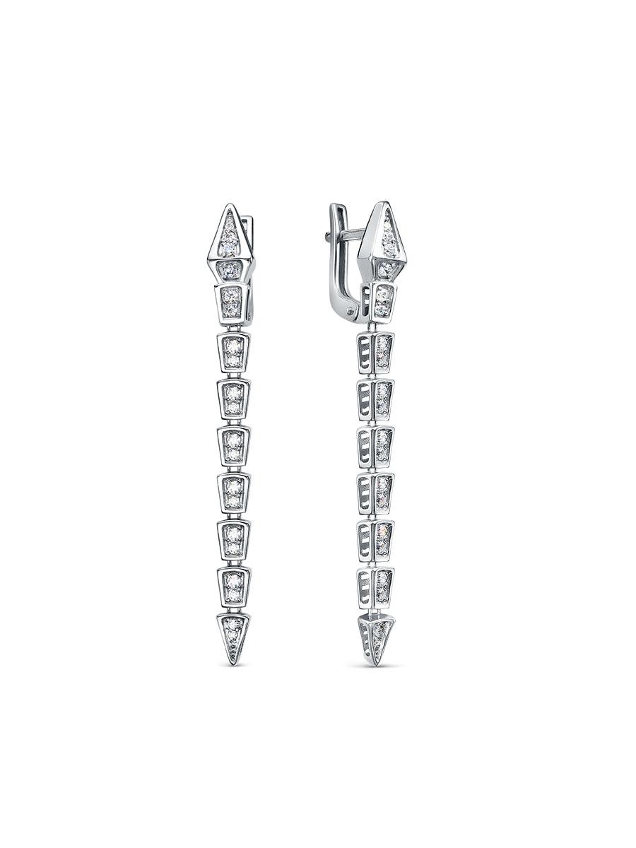 Серьги длинные Berger, белое золото 585 проба, вставка фианит (Berger, Россия) — от 3125.28 руб. в сети магазинов DIAMANTE забронировать в магазине Серьги длинные Berger, белое золото 585 проба, вставка фианит