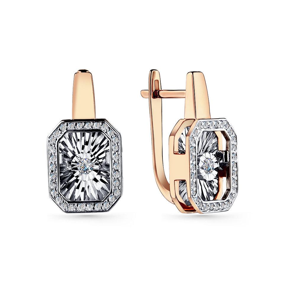 Серьги с английским замком Grigoriev, красное золото 585 проба, вставка бриллиант (Grigoriev, Россия) — от 6311.55 руб. в сети магазинов DIAMANTE  забронировать в магазине Серьги с английским замком Grigoriev, красное золото 585 проба, вставка бриллиант