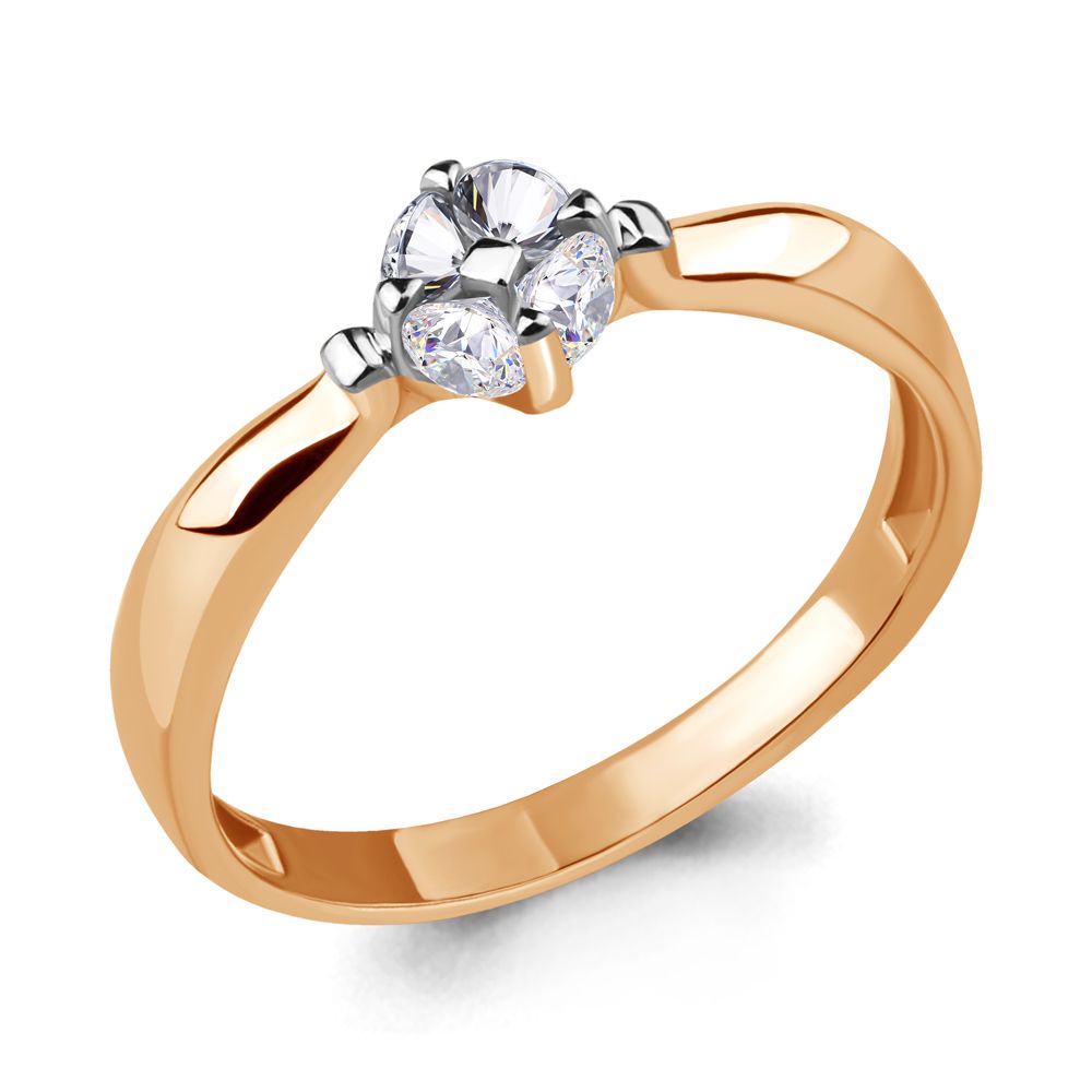 Кольцо помолвочное Aquamarine, красное золото 585 проба, вставка фианит (Aquamarine, Россия) — от 910.00 руб. в сети магазинов DIAMANTE забронировать в магазине Кольцо помолвочное Aquamarine, красное золото 585 проба, вставка фианит (Aquamarine, Россия)