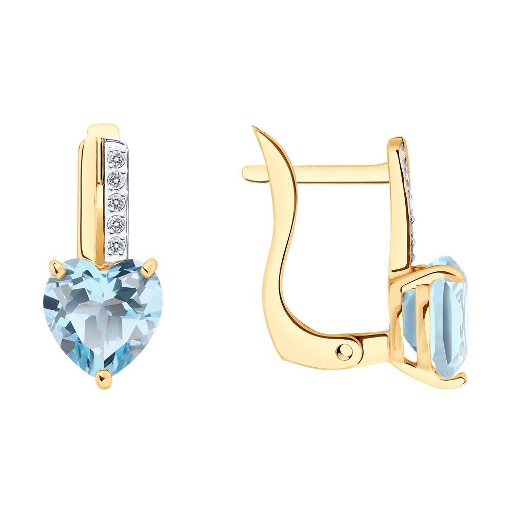 Серьги с английским замком, красное золото 585 проба, вставка фианит/топаз (Россия) — от 1338.90 руб. в сети магазинов DIAMANTE забронировать в магазине Серьги с английским замком, красное золото 585 проба, вставка фианит/топаз (Россия)