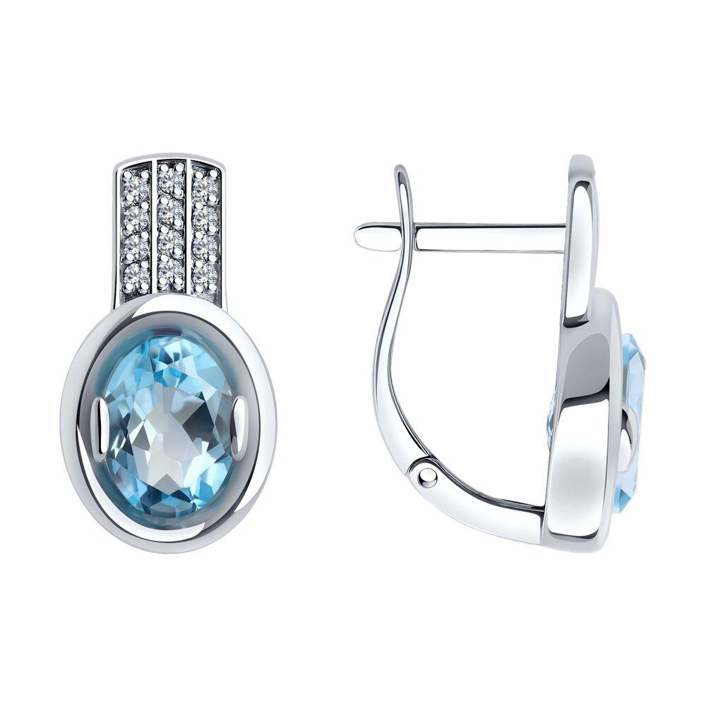 Серьги с английским замком, белое золото 585 проба, вставка фианит/топаз (Россия) — от 2667.06 руб. в сети магазинов DIAMANTE забронировать в магазине Серьги с английским замком, белое золото 585 проба, вставка фианит/топаз (Россия)