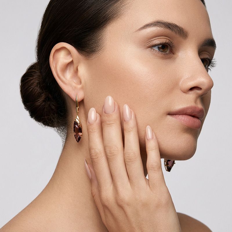 Серьги длинные GRANAT JEWELRY, красное золото 585 проба, вставка раухтопаз (GRANAT JEWELRY, Россия) — от 2154.60 руб. в сети магазинов DIAMANTE забронировать в магазине Серьги длинные GRANAT JEWELRY, красное золото 585 проба, вставка раухтопаз (GRANAT JEWELRY, Россия)