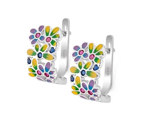 Серьги с английским замком, серебро 925 проба, вставка эмаль (Турция) — от 137.01 руб. в сети магазинов DIAMANTE забронировать в магазине Серьги с английским замком, серебро 925 проба, вставка эмаль