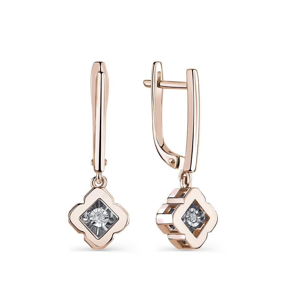 Серьги длинные Grigoriev, красное золото 585 проба, вставка бриллиант (Grigoriev, Россия) — от 3709.46 руб. в сети магазинов DIAMANTE забронировать в магазине Серьги длинные Grigoriev, красное золото 585 проба, вставка бриллиант