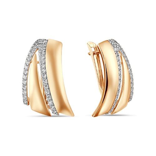 Серьги с английским замком 7 Карат, красное золото 585 проба, вставка фианит (7 Карат, Беларусь) — от 1904.18 руб. в сети магазинов DIAMANTE забронировать в магазине Серьги с английским замком 7 Карат, красное золото 585 проба, вставка фианит