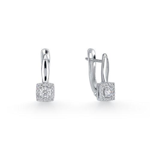 Серьги с английским замком BUBLIK JEWELRY, белое золото 585 проба, вставка бриллиант (BUBLIK JEWELRY, Россия) — от 4427.09 руб. в сети магазинов DIAMANTE забронировать в магазине Серьги с английским замком BUBLIK JEWELRY, белое золото 585 проба, вставка бриллиант