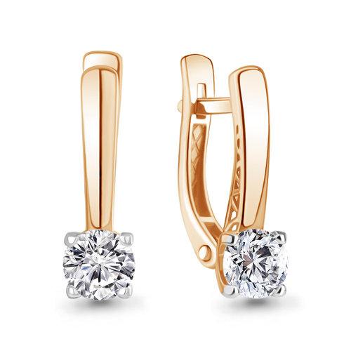 Серьги с английским замком Aquamarine, красное золото 585 проба, вставка фианит (Aquamarine, Россия) — от 1705.20 руб. в сети магазинов DIAMANTE забронировать в магазине Серьги с английским замком Aquamarine, красное золото 585 проба, вставка фианит
