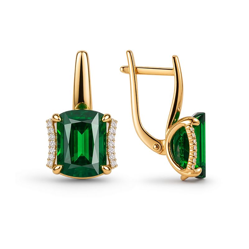 Серьги с английским замком GRANAT JEWELRY, красное золото 585 проба, вставка изумруд (GRANAT JEWELRY, Россия) — от 3358.25 руб. в сети магазинов DIAMANTE забронировать в магазине Серьги с английским замком GRANAT JEWELRY, красное золото 585 проба, вставка изумруд (GRANAT JEWELRY, Россия)