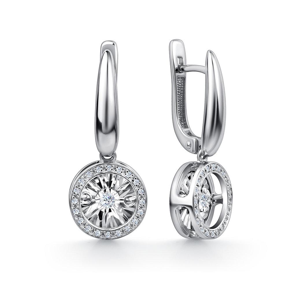 Серьги длинные Grigoriev, белое золото 585 проба, вставка бриллиант (Grigoriev, Россия) — от 5706.47 руб. в сети магазинов DIAMANTE забронировать в магазине Серьги длинные Grigoriev, белое золото 585 проба, вставка бриллиант