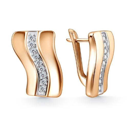 Серьги с английским замком 7 Карат, красное золото 585 проба, вставка фианит (7 Карат, Беларусь) — от 1972.43 руб. в сети магазинов DIAMANTE забронировать в магазине Серьги с английским замком 7 Карат, красное золото 585 проба, вставка фианит