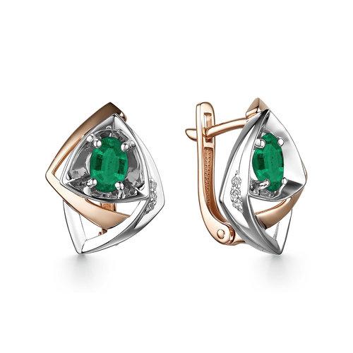 Серьги с английским замком Bellissima, красное золото 585 проба, вставка бриллиант/изумруд (Bellissima, Россия) — от 4008.89 руб. в сети магазинов DIAMANTE забронировать в магазине Серьги с английским замком Bellissima, красное золото 585 проба, вставка бриллиант/изумруд