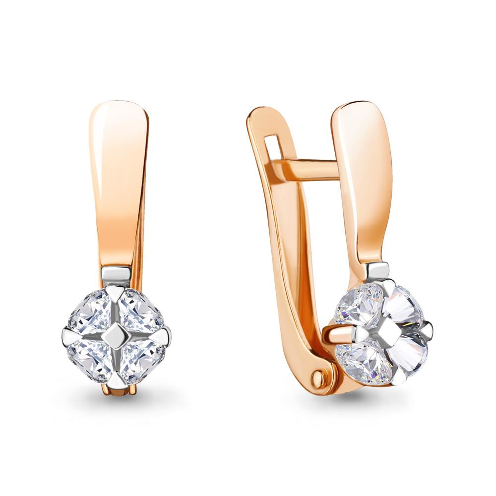 Серьги с английским замком Aquamarine, красное золото 585 проба, вставка фианит (Aquamarine, Россия) — от 1596.00 руб. в сети магазинов DIAMANTE забронировать в магазине Серьги с английским замком Aquamarine, красное золото 585 проба, вставка фианит (Aquamarine, Россия)