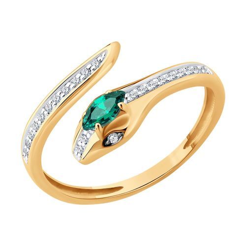 Кольцо декоративное Diamant, красное золото 585 проба, вставка бриллиант/изумруд (Diamant, Россия) — от 2451.60 руб. в сети магазинов DIAMANTE забронировать в магазине Кольцо декоративное Diamant, красное золото 585 проба, вставка бриллиант/изумруд (Diamant, Россия)
