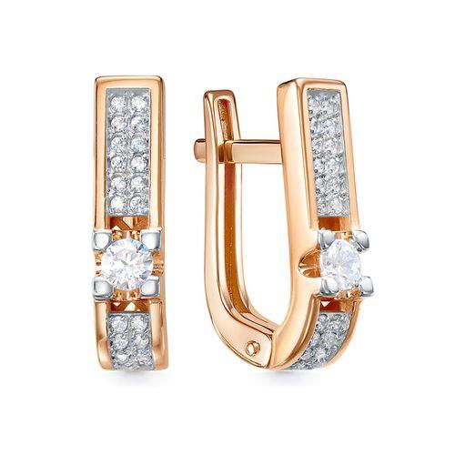 Серьги с английским замком Berger, красное золото 585 проба, вставка фианит (Berger, Россия) — от 1827.18 руб. в сети магазинов DIAMANTE забронировать в магазине Серьги с английским замком Berger, красное золото 585 проба, вставка фианит