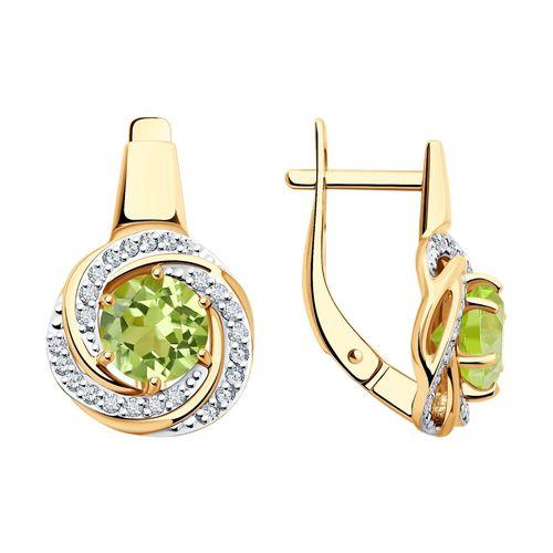 Серьги с английским замком Diamant, красное золото 585 проба, вставка фианит/хризолит (Diamant, Россия) — от 2045.10 руб. в сети магазинов DIAMANTE забронировать в магазине Серьги с английским замком Diamant, красное золото 585 проба, вставка фианит/хризолит (Diamant, Россия)