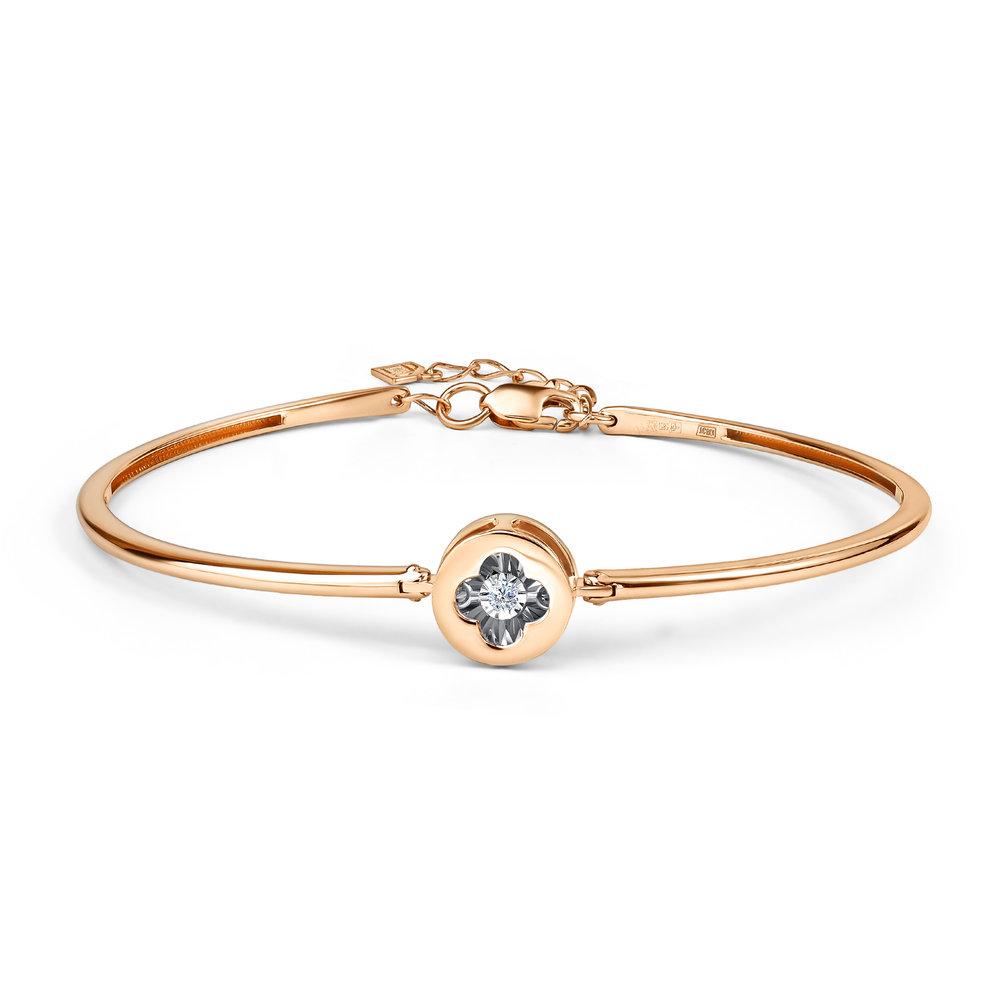 Браслет жесткий Grigoriev, красное золото 585 проба, вставка бриллиант (Grigoriev, Россия) — от 4325.06 руб. в сети магазинов DIAMANTE забронировать в магазине Браслет жесткий Grigoriev, красное золото 585 проба, вставка бриллиант