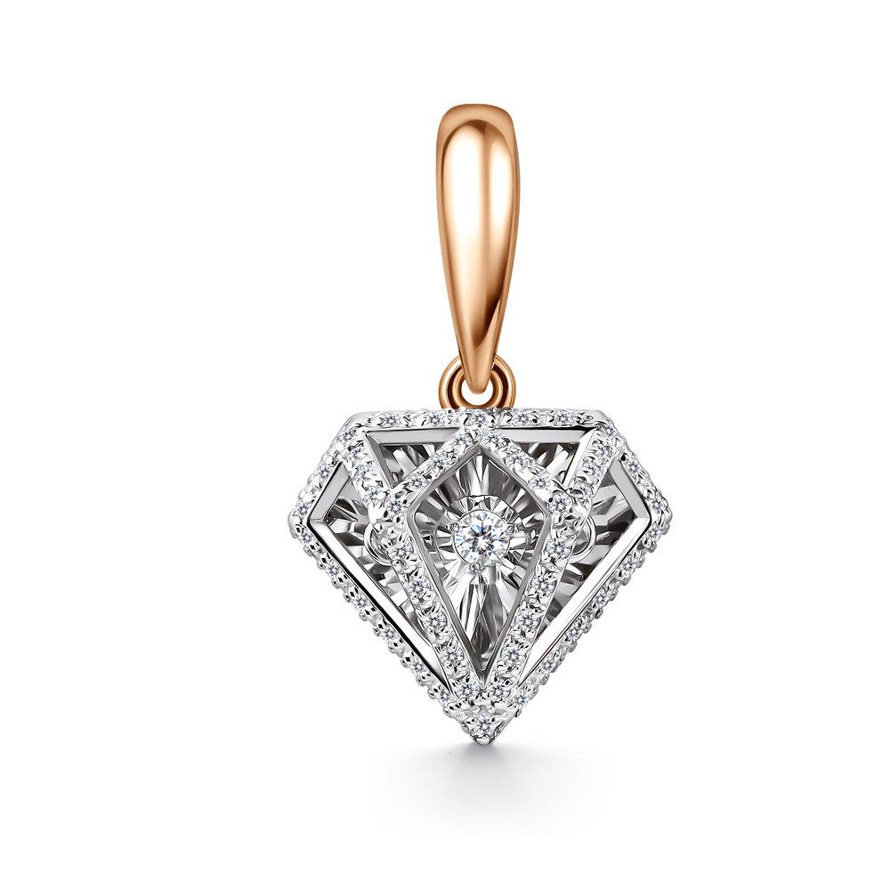 Подвеска декоративная Grigoriev, красное золото 585 проба, вставка бриллиант (Grigoriev, Россия) — от 2730.03 руб. в сети магазинов DIAMANTE  забронировать в магазине Подвеска декоративная Grigoriev, красное золото 585 проба, вставка бриллиант