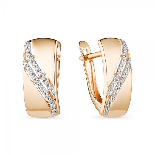 Серьги с английским замком 7 Карат, красное золото 585 проба, вставка фианит (7 Карат, Беларусь) — от 1153.43 руб. в сети магазинов DIAMANTE забронировать в магазине Серьги с английским замком 7 Карат, красное золото 585 проба, вставка фианит